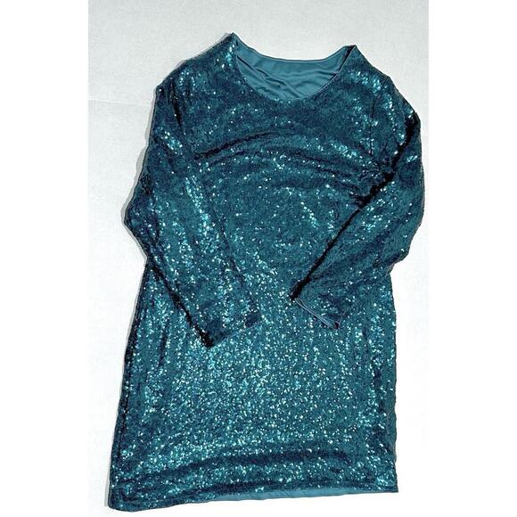 NWT Pinup Fashion Womens Sequin Dress Long Sleeve Green Coctail Plus Size 24 - Picture 5 of 15